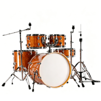 Batterie de jazz professionnelle 5 pièces avec pieds en métal renforcés, réglable et pliable, dotée de peaux de batterie en polyester