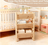 Grote meerlaagse opbergmandenrek van dennenhout voor babykamer, geventileerd, voor groenten
