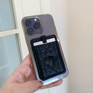 Étui à cartes classique de luxe en cuir PU avec diamants, miroir en acier inoxydable, ensemble 2-en-1 avec sac anti-poussière et boîte cadeau, support de cartes pour téléphone portable - Product Image 6