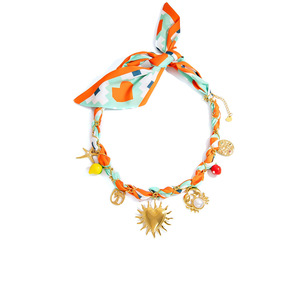 Collar de cuentas a la moda, bufanda de seda colorida de varias capas, colgante de estrella de mar, serie de vida marina para mujer, joyería de fiesta - Product Image 5