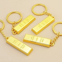 Porte-clés en briques d'or 3D en gros, logo gravé, porte-clés souvenir, décoration de sac, porte-clés de voiture, porte-bonheur de richesse pour cadeaux d'affaires