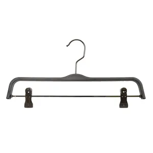 IANGO-percha inferior ligera personalizada de alta calidad, percha negra con Clip para pantalones, falda, vestido, ropa, percha de madera