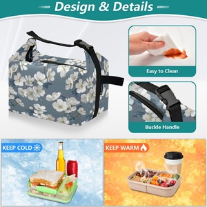 Sac à déjeuner personnalisé motif léopard rose tropical Hawaï, sac isotherme, sac de pique-nique scolaire en plein air - Product Image 4