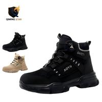 Chaussures de sécurité montantes pour hommes, édition été, anti-choc et anti-perforation, avec boucle rotative