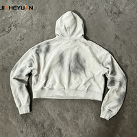Sweat à capuche pour femme 460 GSM, épais, haute qualité, délavé à l'acide, zippé, court, broderie gothique, oversize, streetwear, Y2K, grunge, OEM