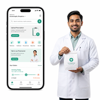 Développement d'applications de livraison de pharmacies en ligne fiables pour iOS et Android avec catalogue de médicaments et téléchargement de prescriptions LionCreate