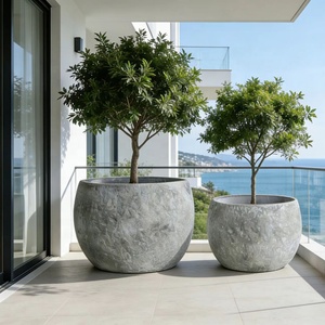 Pot de fleurs en ciment simple de style nordique, rond, <span class=keywords><strong>pour</strong></span> intérieur et extérieur, écologique, <span class=keywords><strong>pour</strong></span> villa, terrasse, jardin et hôtel - Product Image 3