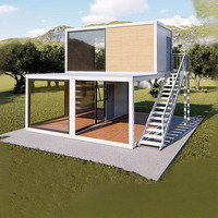Maison conteneur moderne et écologique à 2 étages de 40 pieds, 4 chambres, salle de bain préfabriquée, pour usage commercial, villa ou parc