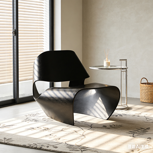 Silla de Ocio Minimalista de una Pieza - Asiento con Acabado Liso Negro para Decoración Moderna del Hogar - Product Image 2