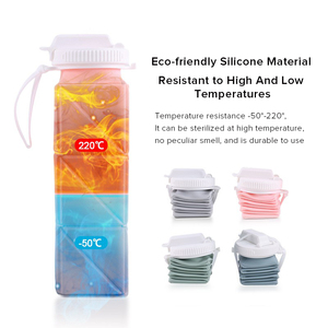 Bouteille d'eau pliable en silicone carrée, bouteille d'eau pliable en silicone, bouteille d'eau pliable et compacte - Product Image 4