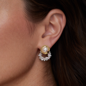 Fashion Drop <b>Earrings</b> 316L Stainless Steel PVD Gold Plating Pearl <b>Crystal</b> <b>Studs</b> Elegant Women Jewelry - Product Image 3