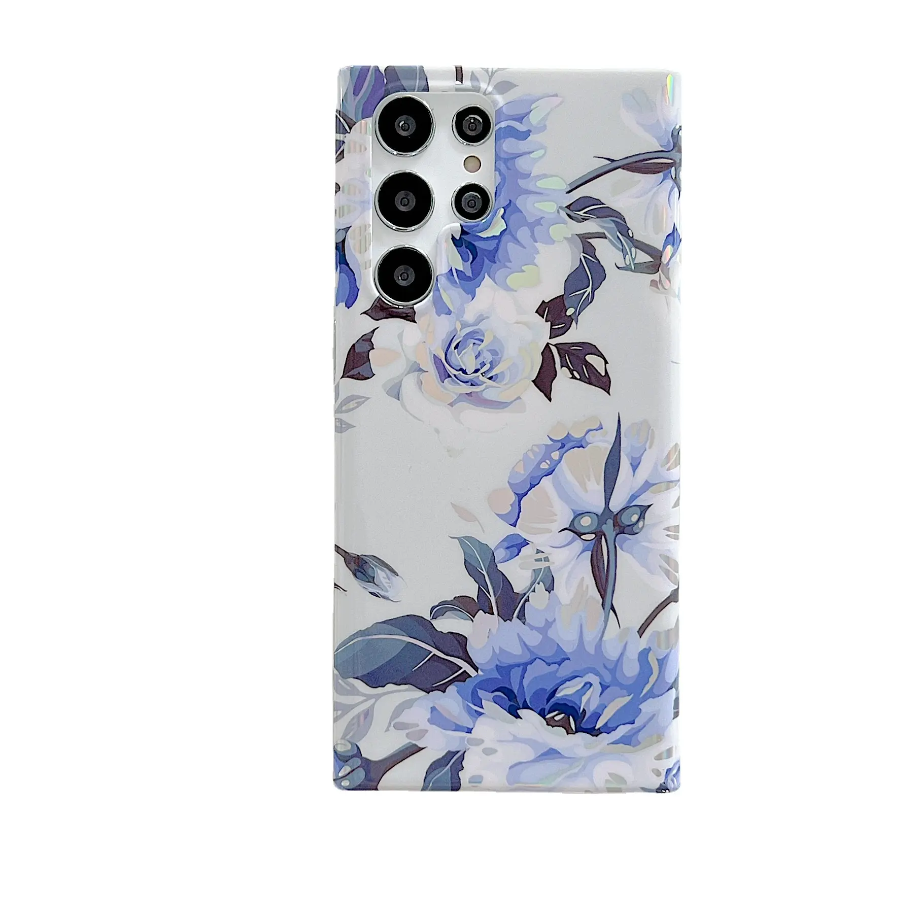 Fashion Laser Flower Phone Case For Samsung S22 S21 S20 Ultra Plus FE A51 A52 A71 A72 A32 5G A21S Shockproof Soft TPU Back Cover