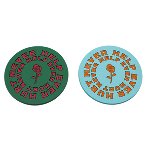 Posavasos Redondos de Goma con Diseño de Rosas, Antideslizantes, para Mesa, en Colores Verde y Azul - Product Image 4