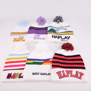 Custom logo Trendy High Quality Acrylic Warm Winter Hats Caps Plain Skully <strong>Pom</strong> <strong>Pom</strong> Knitted <strong>Beanie</strong> Hats - Product Image 6