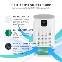Mini plug-in personnel moderne ménage intelligent meilleur purificateur d'air hepa 13 avec filtre à charbon actif hepa filtre à air