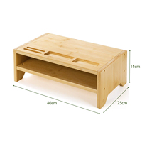 Support d'écran moderne en bambou à un seul niveau avec rangement, organisateur de bureau multifonctionnel pour bureau, maison, salon