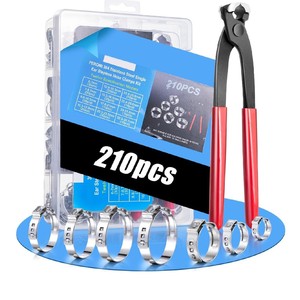 Peromi 304 Stainless Steel Single Ear <b>Hose</b> <b>Clamps</b> Kit 210pcs 12 Sizes 6-36.1mm for Repair - Product Image 1