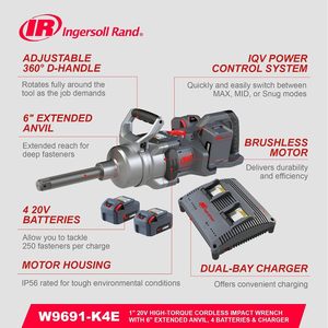 Clé à chocs sans fil Ingersoll Rand 1 pouce, kit batterie lithium-ion 18 V, qualité professionnelle - Product Image 6