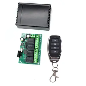 Wireless remote control switch DC 12V 10A 4CH relay receiving module and 4-channel RF 433 MHz remote control transmission