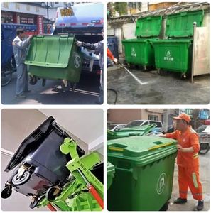 Conteneur à déchets en HDPE de grande capacité 1100L, logo et couleur personnalisables, roues universelles, poubelle - Product Image 5