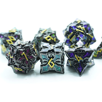 Jeu de dés en alliage de zinc mica coloré en forme de feuille personnalisé avec numéro en or pour les jeux Rpg Donjons et Dragons