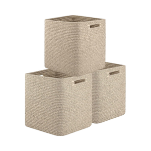 Cubos y <span class=keywords><strong>Cestas</strong></span> de Almacenamiento Grandes de 13 Pulgadas, 100% Algodón, Plegables, <span class=keywords><strong>con</strong></span> Estantes, Disponibles en Otros Colores - Product Image 1