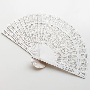 Abanico Plegable de Madera Blanco con Diseño Hueco, Abanicos de Mano para Iglesia, Regalo de Boda, Recuerdos de Fiesta - Product Image 1