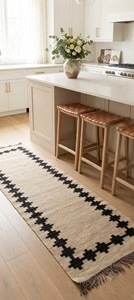 Alfombra de Yute Natural Tejida a Mano para Escaleras, Diseño Geométrico Negro, Estilo Rústico Bohemio para Escaleras, Pasillos y Entradas, Decoración para el Hogar - Product Image 3