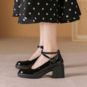 Zapatos de Novia Franceses Mary Janes para Mujer, con Tacón Grueso, Parte Superior de Cuero Genuino, Antideslizantes, Planos, de Moda para Primavera y Otoño - Product Image 4