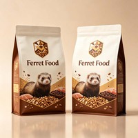 Pochette à fond plat personnalisée avec fermeture éclair, emballage résistant à l'humidité et à la lumière pour les granulés secs de furets, aliments pour petits animaux de compagnie, stockage d'aliments