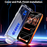 Kit d'installation de protection d'écran en verre trempé à colle intégrale avec dépoussiérage automatique pour iPhone 17 16 15 14 Pro Max
