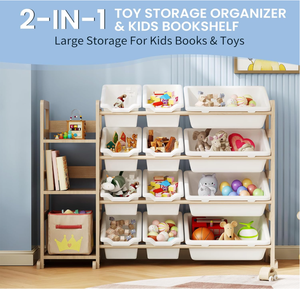 Organisateurs et <span class=keywords><strong>rangement</strong></span> de jouets avec étagère étagère de <span class=keywords><strong>rangement</strong></span> de jouets avec 3 étagères et 12 bacs de <span class=keywords><strong>rangement</strong></span> Chambre d'enfants ou salle de jeux - Product Image 6