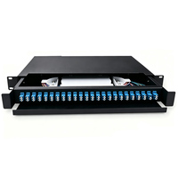 Panneau de brassage fibre optique 1U 24 ports à montage en rack, tiroir de distribution optique compatible LC/SC/FC/ST, boîtier de terminaison fibre optique