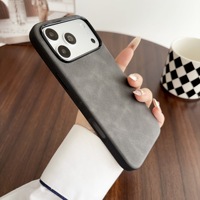 Étui de téléphone en cuir PU de qualité supérieure en peau d'agneau pour iPhone 18 Pro Max 17 16 15 avec bouton métallique