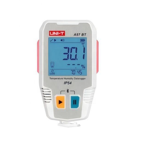 เครื่องบันทึกข้อมูลอุณหภูมิและความชื้น UNI-T A57 BT รุ่นพลาสติก รองรับการเชื่อมต่อ ช่วงอุณหภูมิ -40~85 องศาเซลเซียส ช่วงความชื้น 0%~100% ความแม่นยำ 0.5% - Product Image 1