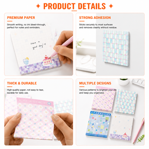 Custom Cute Grid Sticky Notes <b>Memo</b> <b>Pads</b> Smooth Writing Adhesive Paper Notepad for Journaling Desk Decor Office School Stationery - Product Image 2
