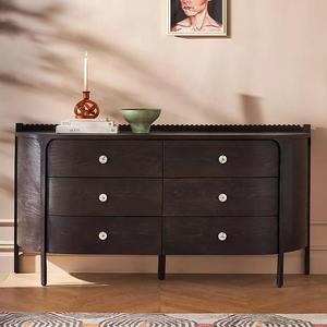 <span class=keywords><strong>Commode</strong></span> de luxe moderne en chêne <span class=keywords><strong>noir</strong></span> à 6 tiroirs avec boutons en cristal-Meuble de rangement contemporain pour chambre <span class=keywords><strong>et</strong></span> salon - Product Image 1