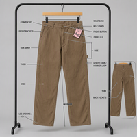 Celana Kerja Pria Khaki Ukuran Besar Bahan Katun Twill Model Carpenter Kancing Resleting Kantong Alat Lilitan Kaki Lurus