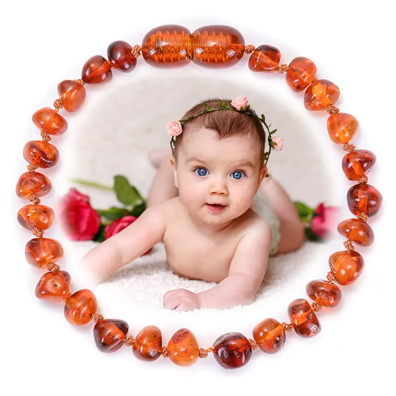 छोटे बच्चों के थोक के लिए बाल्टिक प्राकृतिक एम्बर बेबी कंगन बेबी अनियमित एम्बर कंगन