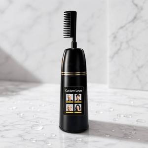 Tinte Capilar Negro Intenso a Base de Plantas OEM con Aplicador de Peine para una Cobertura Instantánea de Canas - Product Image 1