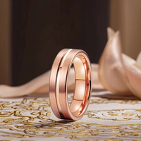 Bague de mariage classique et raffinée en tungstène or rose 6 mm avec une seule rainure, cadeau de fiançailles, bague de couple pour un usage quotidien