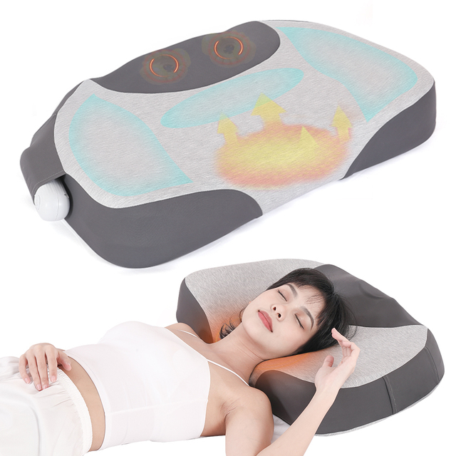 Smart Electric Heating Massage Neck Traction Ergonomic Orthopedic Support Cervical  Memory Foam Deep Sleep Pillow for Sleeping