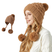 Chapeau en fourrure de lapin avec pompons, hiver, mode féminine, décontracté quotidien, doux, protège les oreilles, chaleur, chapeau pour femmes