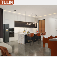 Meubles de cuisine modulaires contemporains de luxe avec fermeture amortie et plan de travail en quartz pour villa
