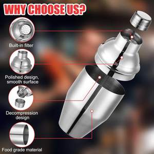 Coctelera de Acero Inoxidable de Grado Alimenticio de 550 ml con Logotipo Personalizado, para Martini y Cócteles, con Colador Integrado - Product Image 3