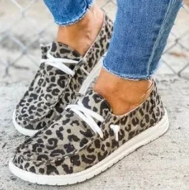 Women Sneakers <strong>White</strong> Leopard Canvas Shoes Fashion Vulcanize Flats <strong>Ladies</strong> <strong>Loafers</strong> Female Sports Shoes Casual Trainers - Product Image 2