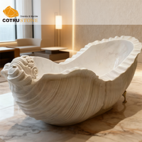 Baignoire en marbre naturel Cotrustone, fabriquée à la main, baignoire luxueuse en pierre naturelle avec sculptures pour la salle de bain à domicile