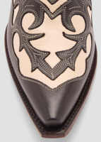 Bottes de cow-boy florales marron et beige découpées pour femmes bottes mi-mollet à bout pointu de style occidental bottes de rodéo en cuir à la mode