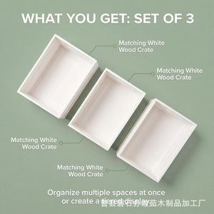 <b>White</b> Wooden Storage <b>Crates</b> Stackable Desktop Organizer For Toys Craft Supplies Kitchen Use - Product Image 5