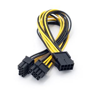 Adattatore HOLLY PCI-Express 8 Pin Dual 8 (6+2) Pin, Cavo di Alimentazione in PVC e Rame da 20cm per Schede Video, Nero/Giallo, Conforme RoHS - Product Image 3